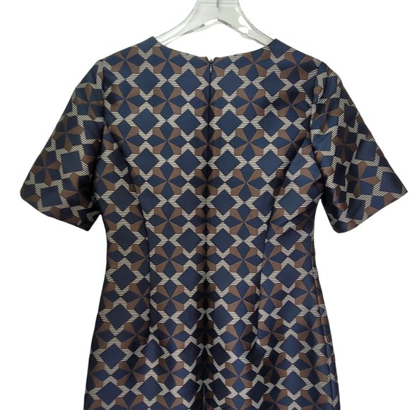 Brooks Brothers Short Sleeve Sheath Dress Size 4 VNeck Geometric Print Blue Pink - Picture 7 of 9